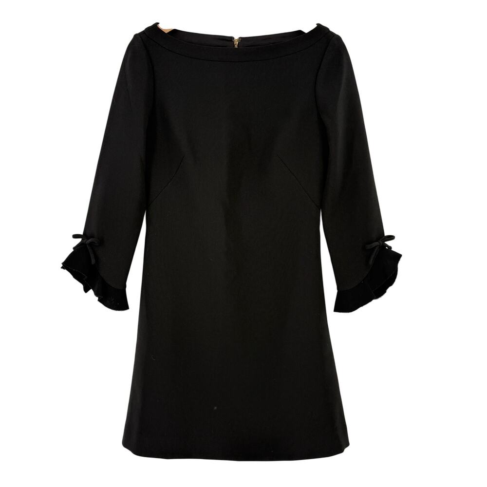 Kate Spade New York Black Ponte Ruffle Bell Sleeve A Line Dress Womens Sz 4